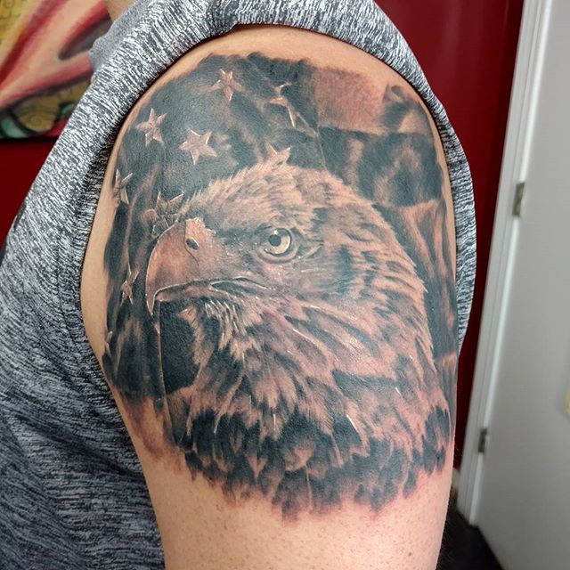 Chest tattoo ! Realistic and Geometric eagle tattoo made at my tattoo shop  @no.name.tattoo.art 😊 What do you think about it ? Swipe to... | Instagram
