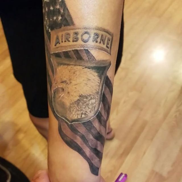 Airborne service design,3 session full sleeve tattoo #army #airborne  #armytattoo #airbornetattoo #fatjaxtattoos #tattoo #apex #apexnc #c... |  Instagram